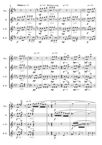 Railway Song (Auf de schwäb'sche Eisebahne) for piccolo, flute, alto flute and bass flute image number null