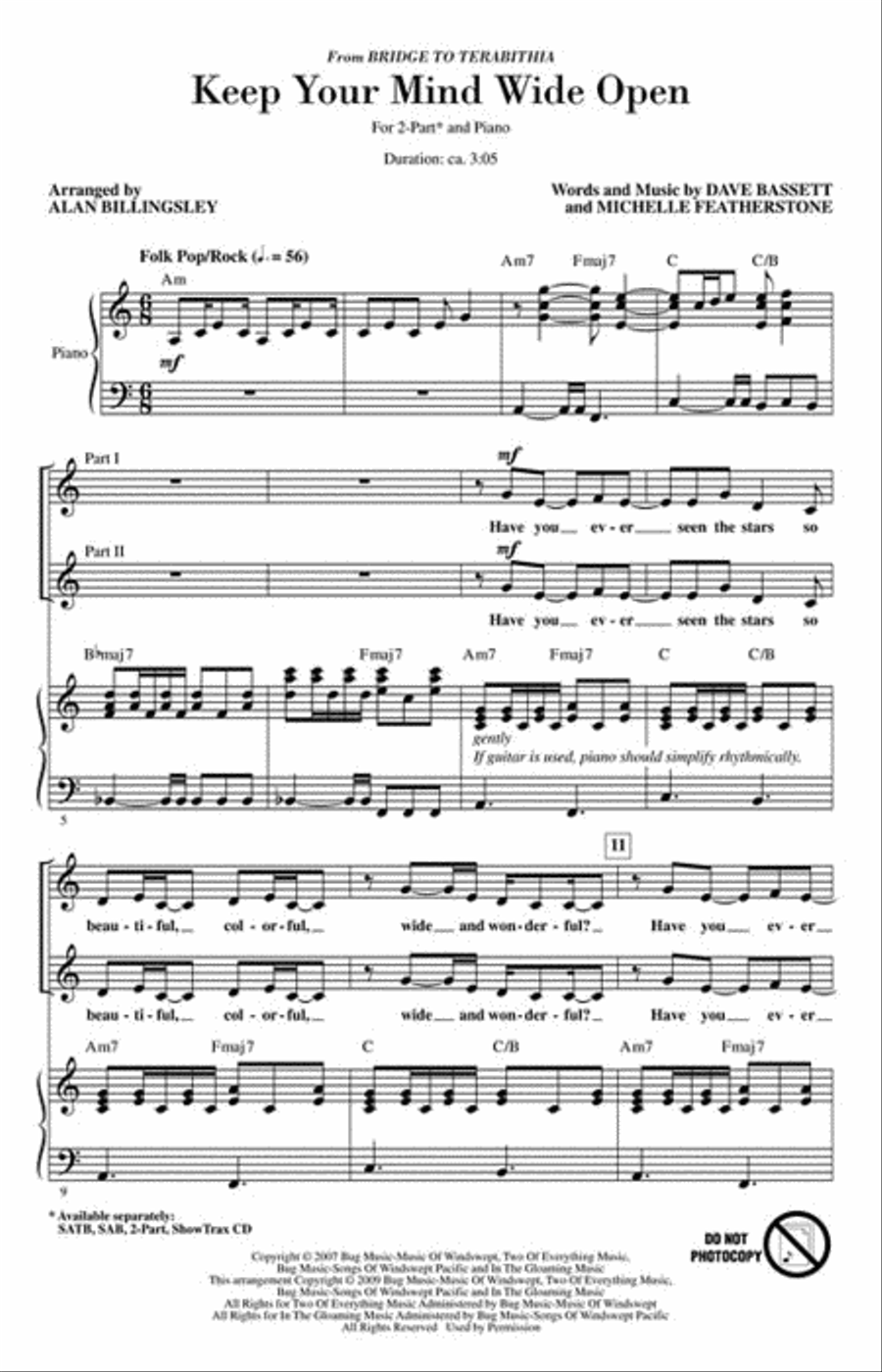 Keep Your Mind Wide Open Keep Your Mind Wide Open 2-Part scores gallery preview page 2