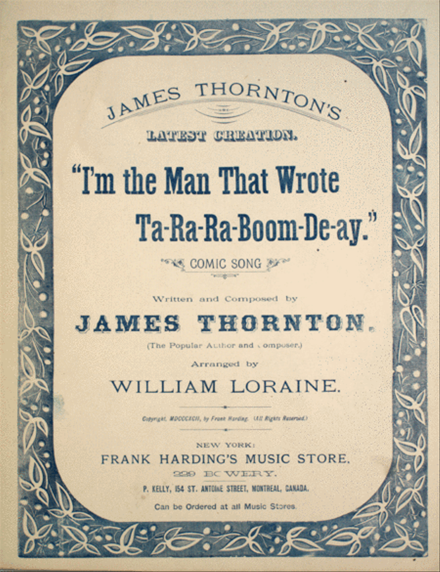 I'm the Man That Wrote Ta-Ra-Ra-Boom- De-ay. Comic Song Voice scores gallery preview page 1