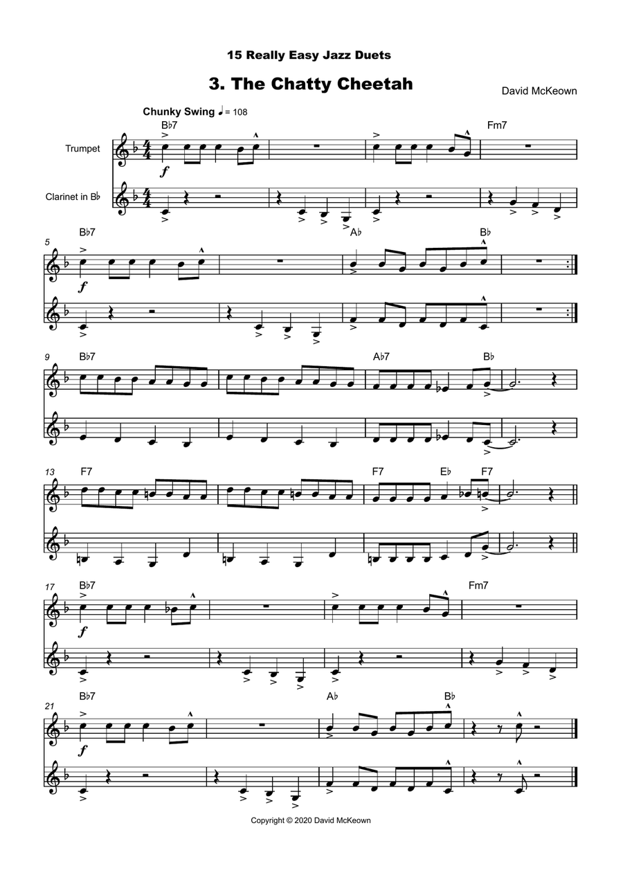 15 Really Easy Jazz Duets for Trumpet and Clarinet Duet Clarinet Duet scores gallery preview page 4