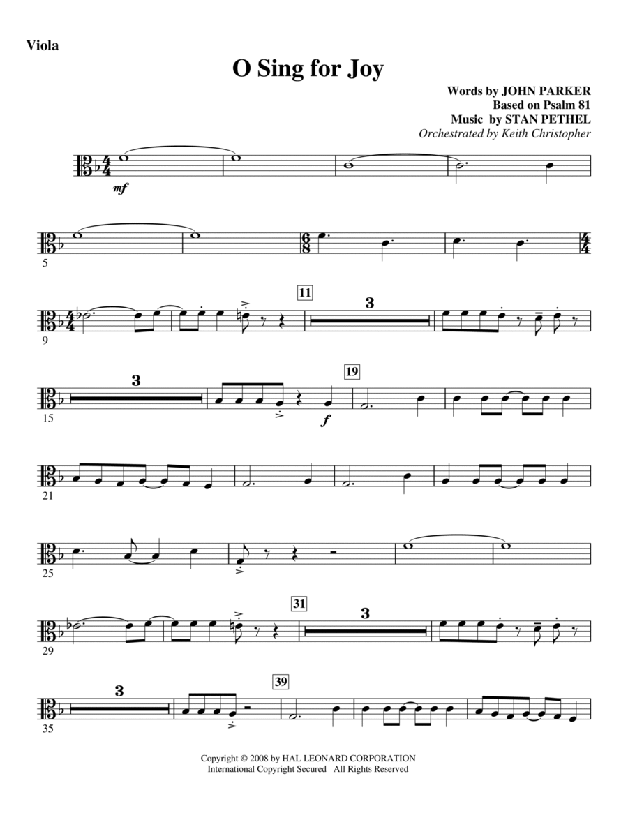 O Sing For Joy! - Viola Choir scores gallery preview page 1
