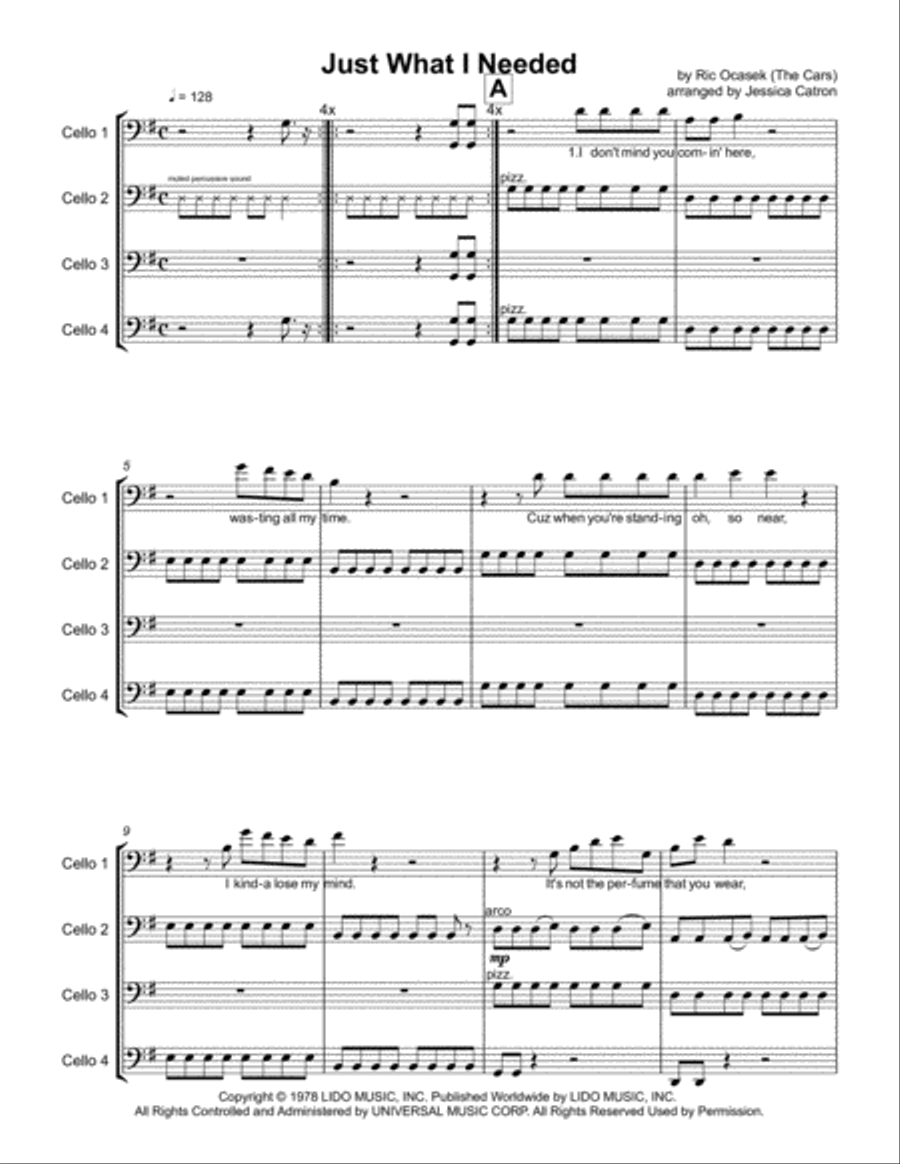 Just What I Needed Cello scores gallery preview page 1