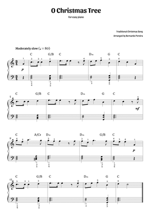 O Christmas Tree (easy piano in C major – with chords)