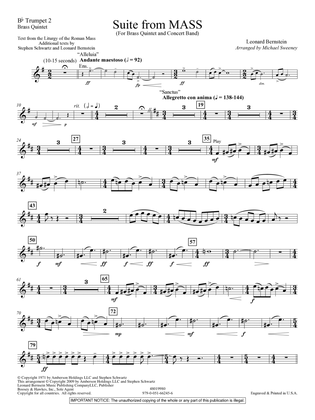 Book cover for Suite from Mass (arr. Michael Sweeney) - Bb Trumpet 2 (Brass Quintet)