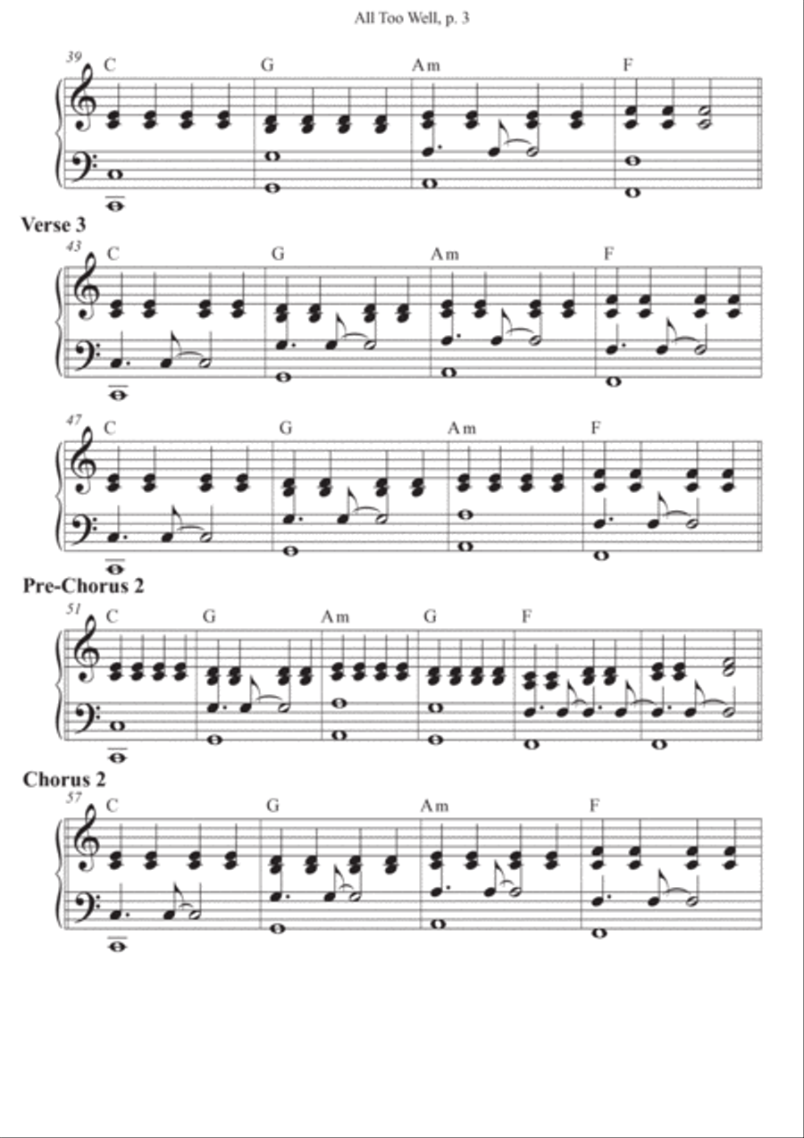 All Too Well Easy Piano scores gallery preview page 3