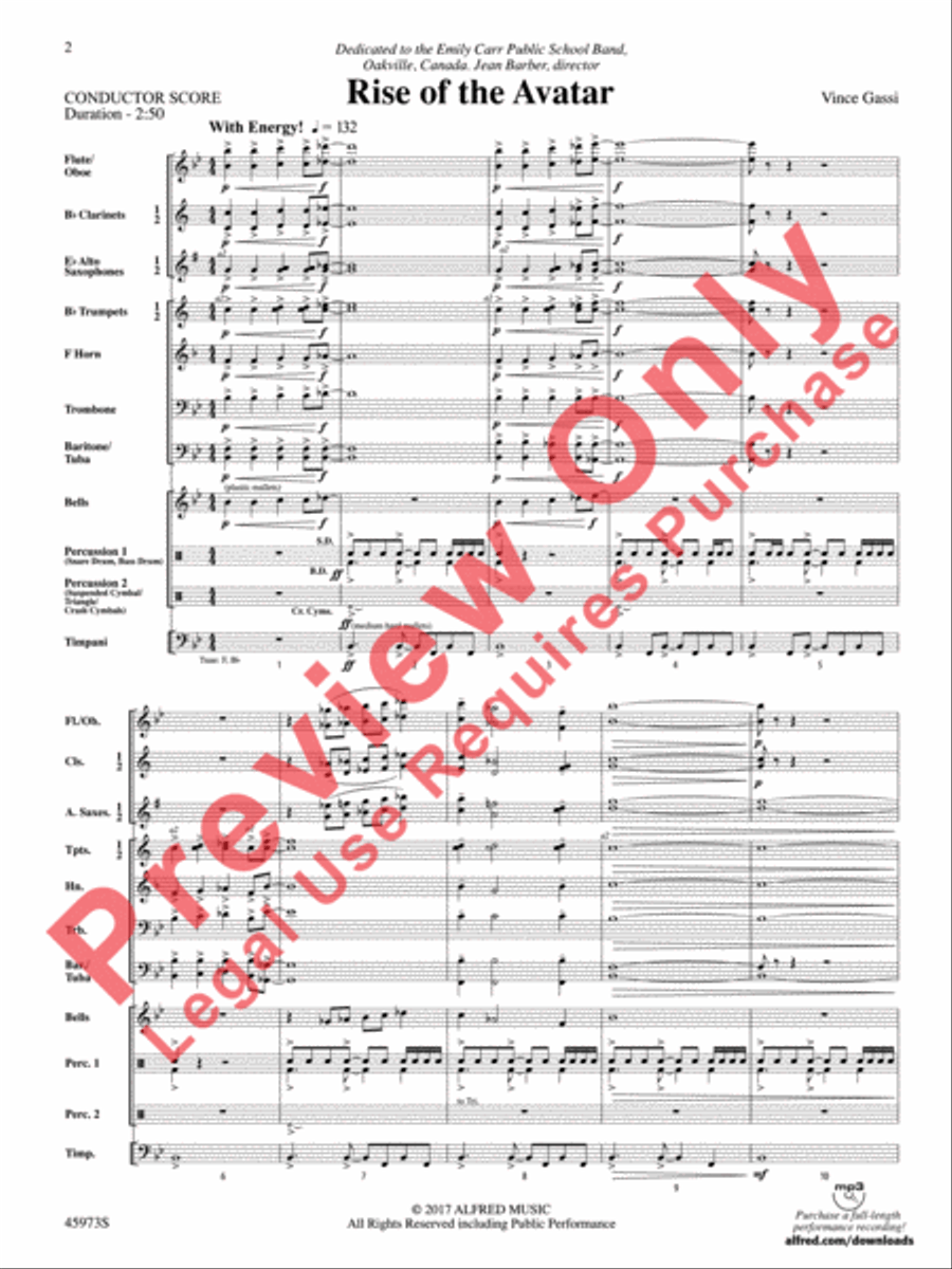 Rise of the Avatar Concert Band scores gallery preview page 3
