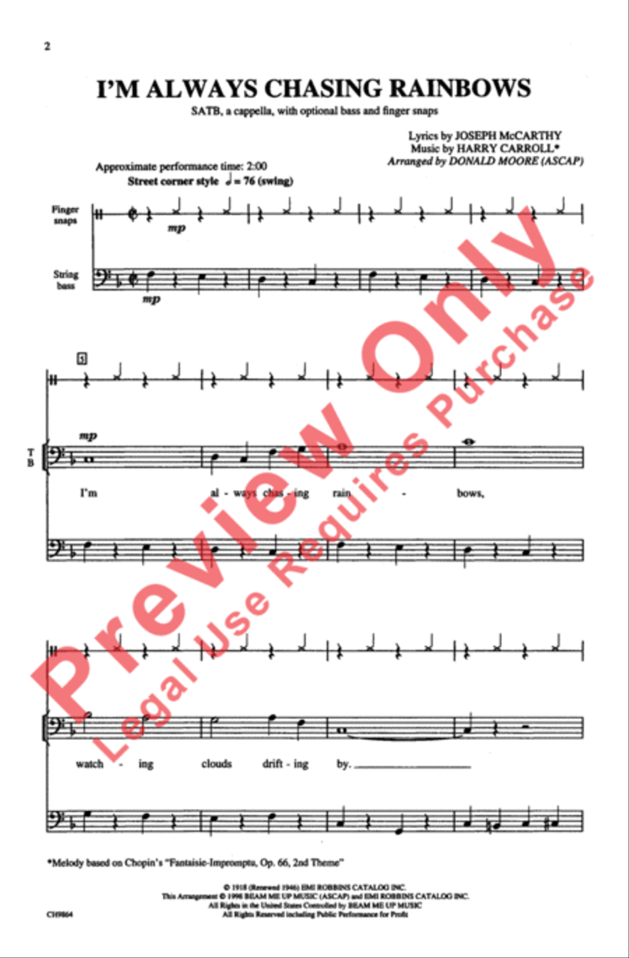 I'm Always Chasing Rainbows 4-Part scores gallery preview page 2