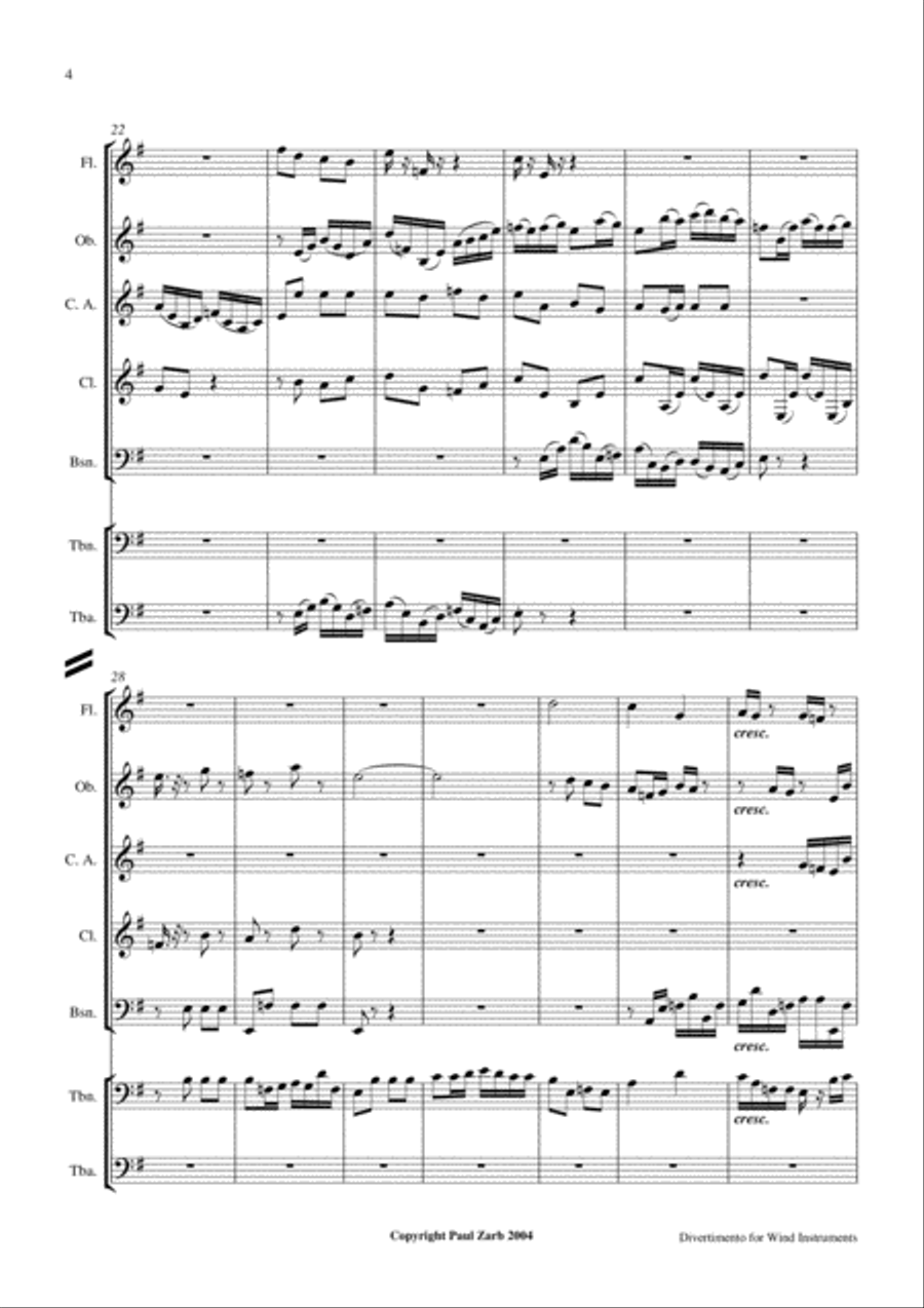 Divertimento for Wind Instruments Small Ensemble scores gallery preview page 4