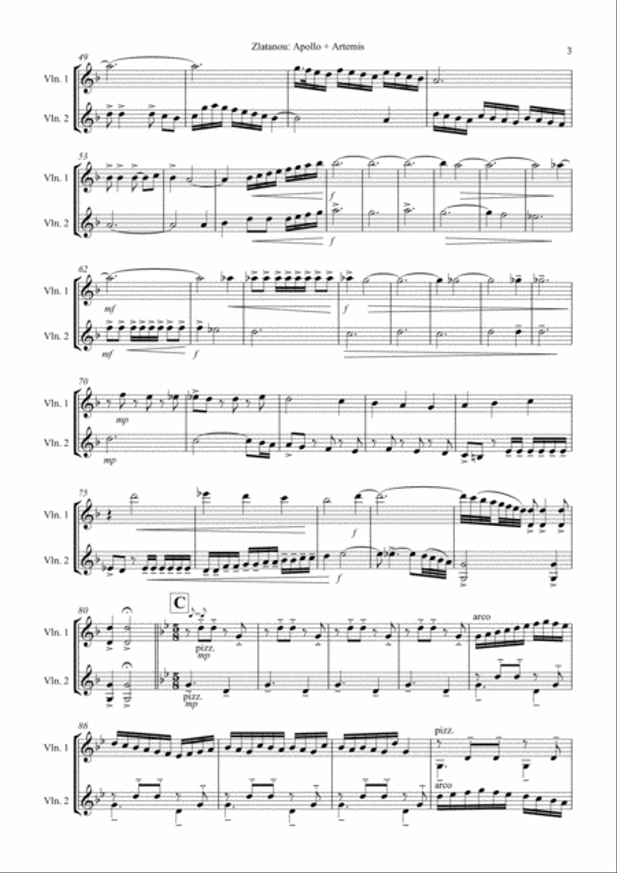 APOLLO+ARTEMIS, duett for 2 violins String Duet scores gallery preview page 3