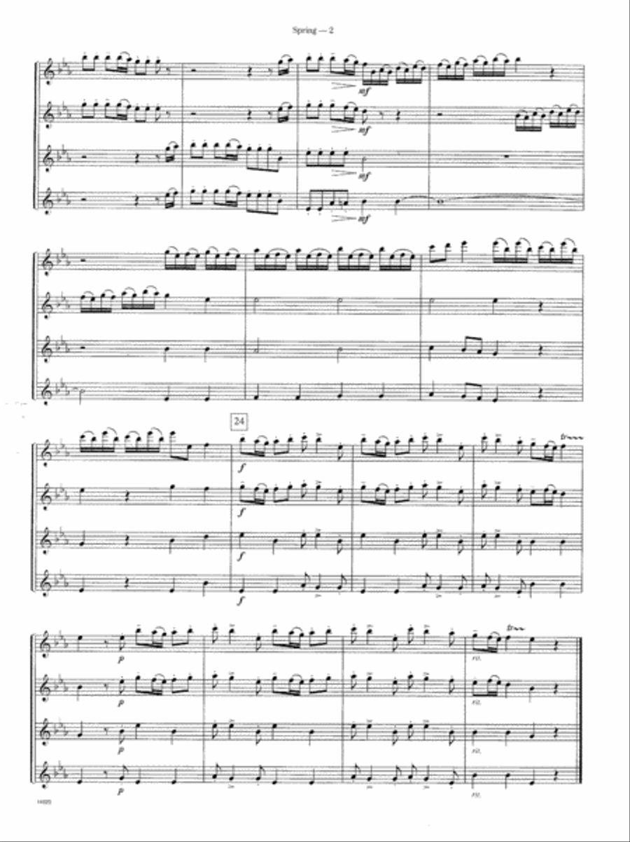 Spring (from The Four Seasons) Flute Quartet scores gallery preview page 3