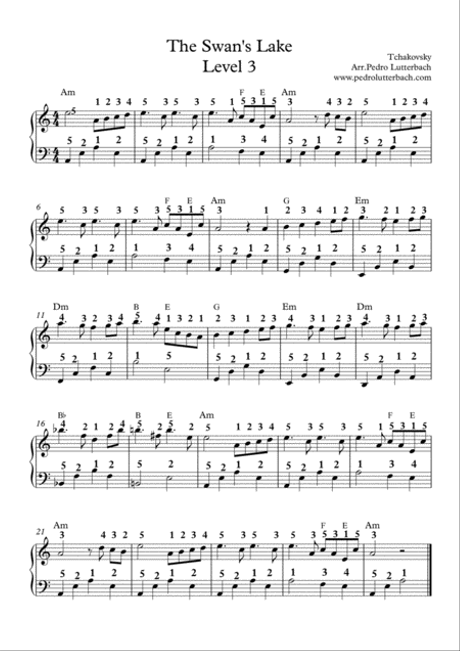 The Swan's Lake Piano Solo scores gallery preview page 1