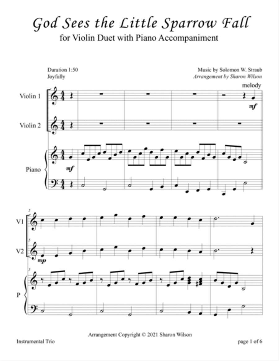 Praise Him with Stringed Instruments, Book 3 (Collection of 10 Hymns for Violin Duet with Piano) String Duet scores gallery preview page 4