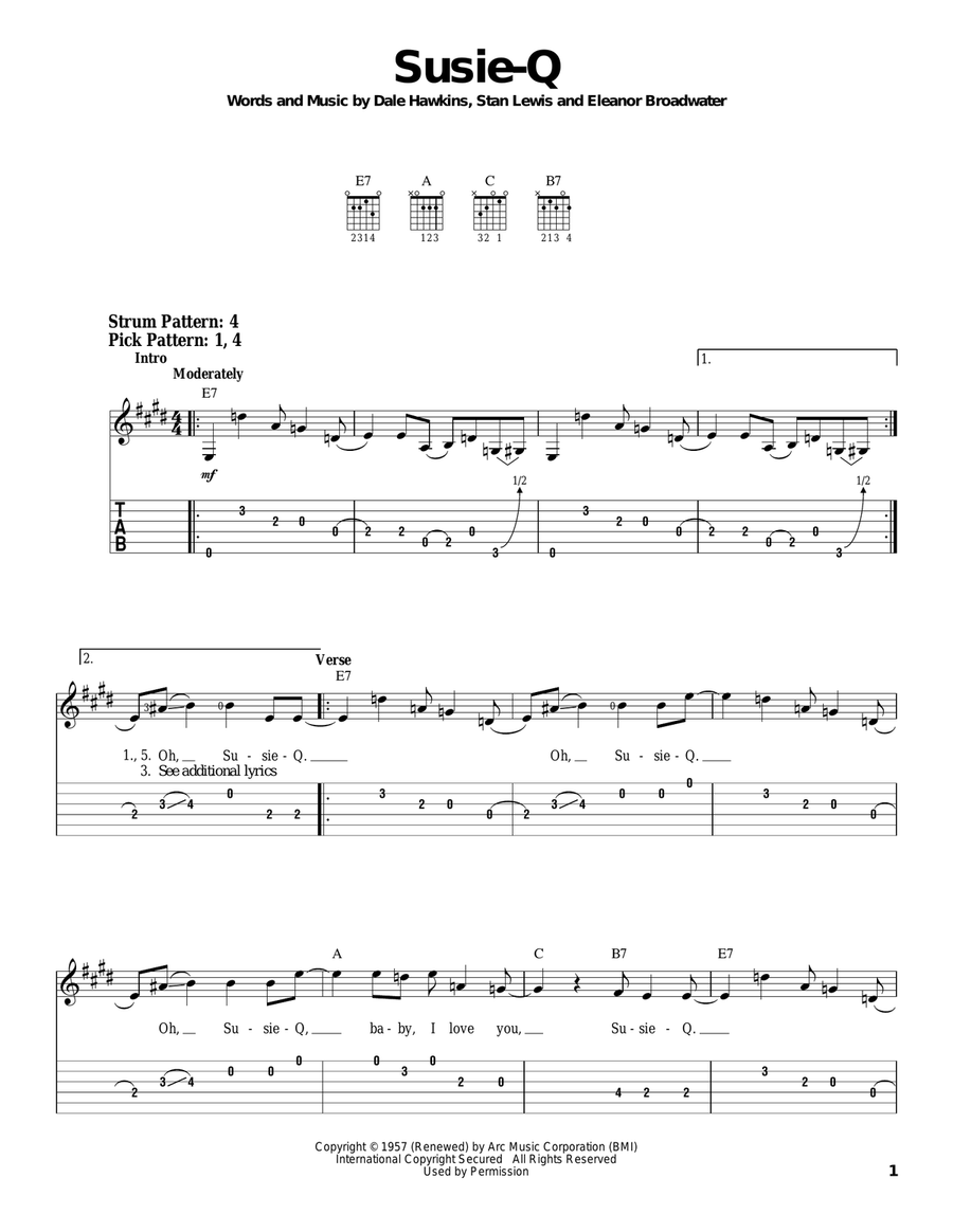 Susie-Q Susie-Q Acoustic Guitar scores gallery preview page 1