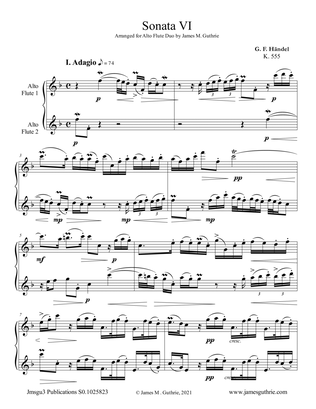 Book cover for Handel: Sonata No. 6 for Alto Flute Duo