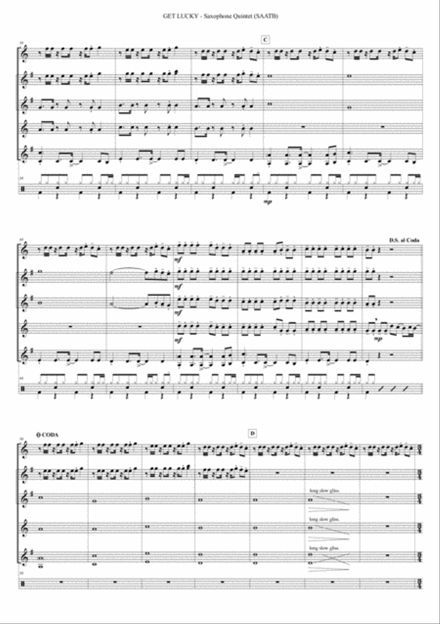 Get Lucky Saxophone Quintet scores gallery preview page 4