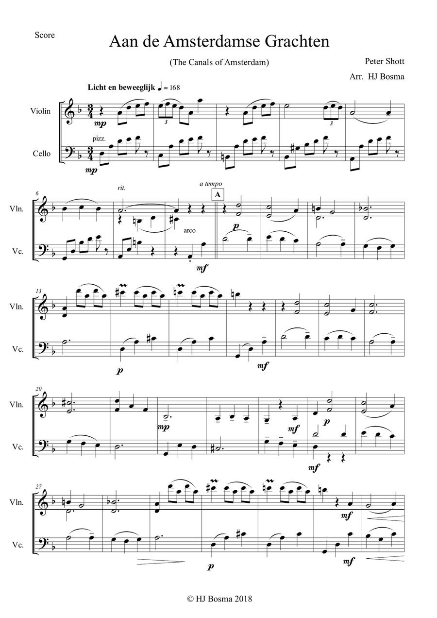 Aan de Amsterdamse Grachten - Duo (Violin - Cello) String Duet scores gallery preview page 1