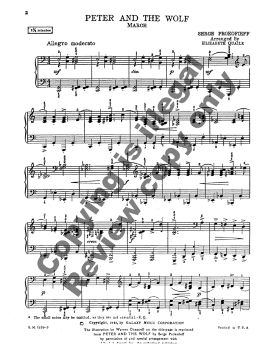 Peter and the Wolf: March Easy Piano scores gallery preview page 3