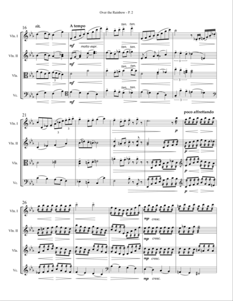 Over The Rainbow (from The Wizard Of Oz) String Quartet scores gallery preview page 2