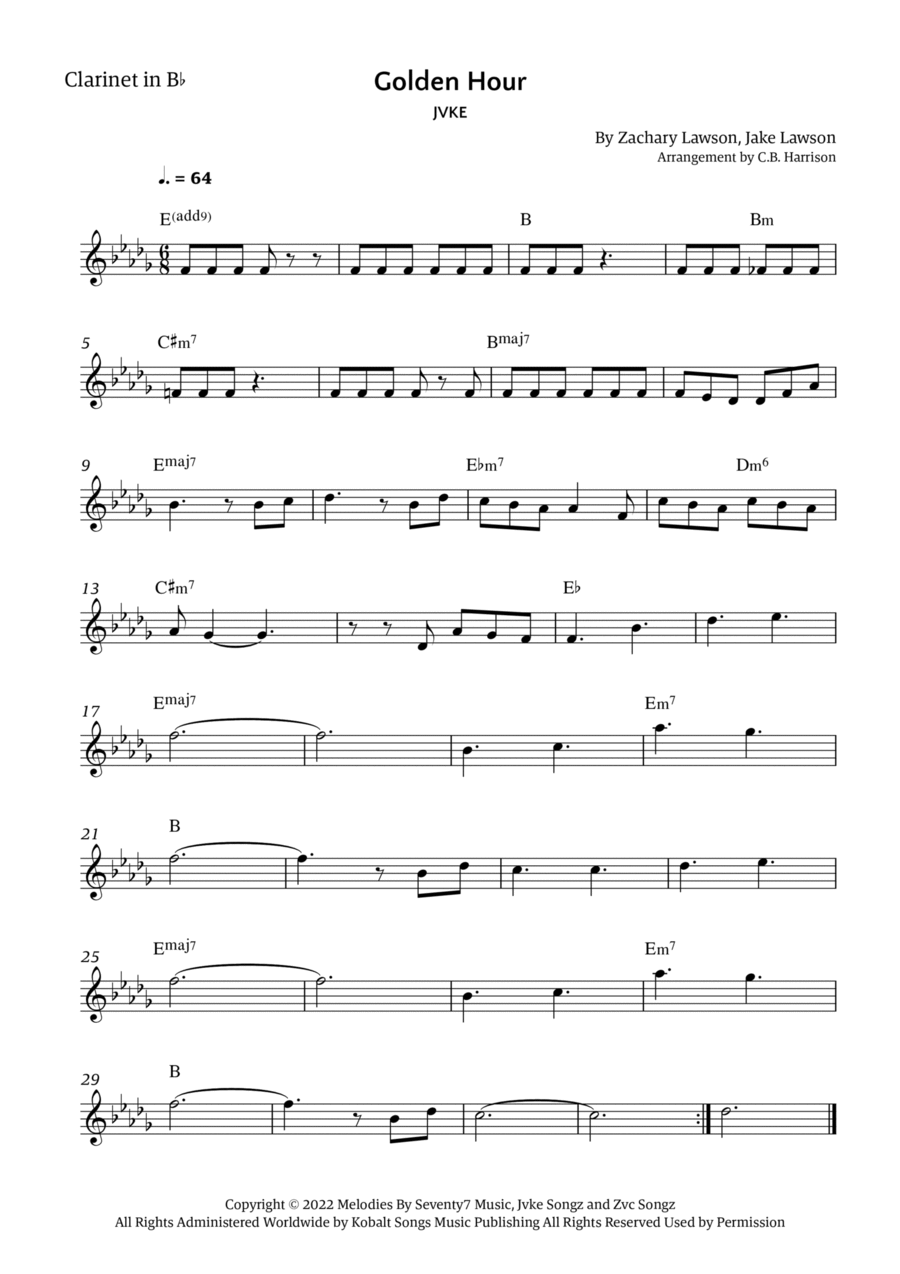 Golden Hour B-Flat Clarinet scores gallery preview page 1