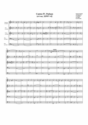 Book cover for Paduan no.4 SSWV 42 (arrangement for 5 recorders)