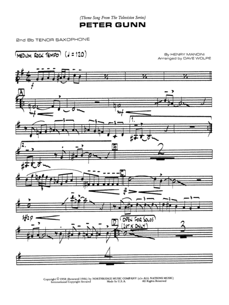 Peter Gunn: 2nd B-flat Tenor Saxophone