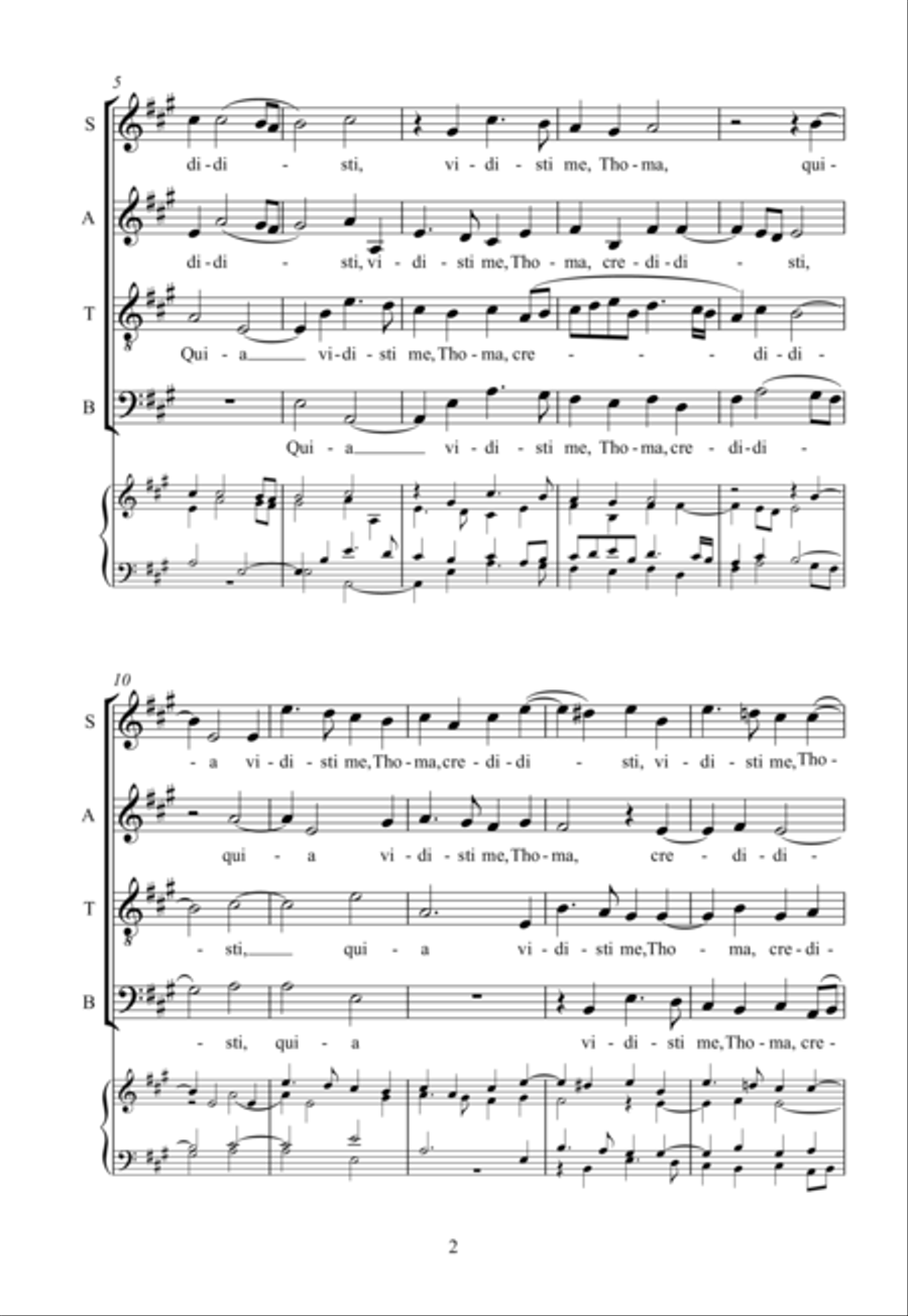 Quia vidisti me, Thomas Quia vidisti me, Thomas 4-Part scores gallery preview page 3