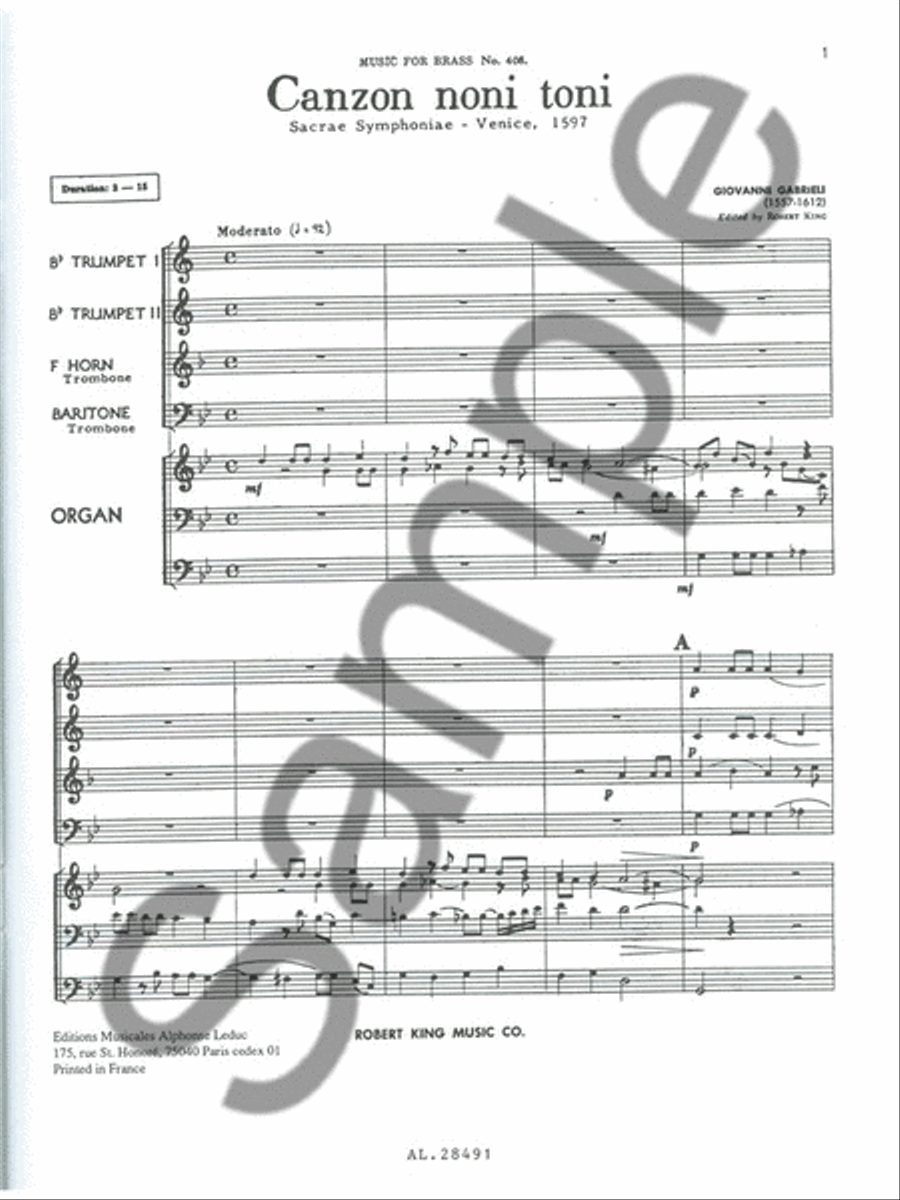Canzon Noni Toni (quintet-mixed) School and Community scores gallery preview page 2