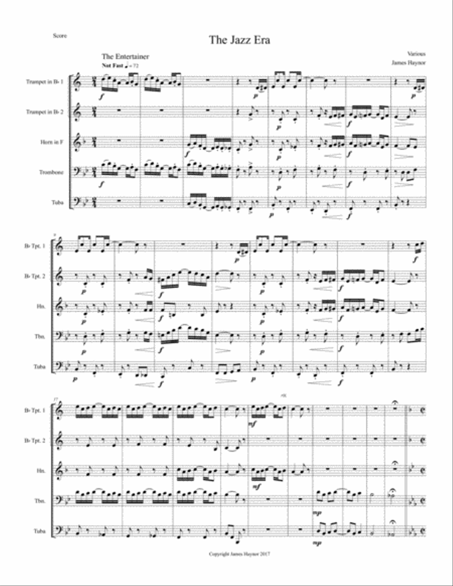 The Jazz Era for Brass Quintet Brass Quintet scores gallery preview page 3