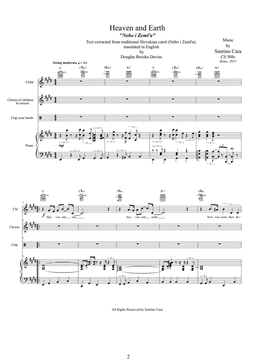 Heaven and Earth - Christmas swing for children and piano Unison Choir scores gallery preview page 2