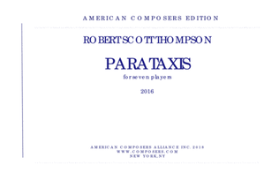 Book cover for [Thompson] Parataxis