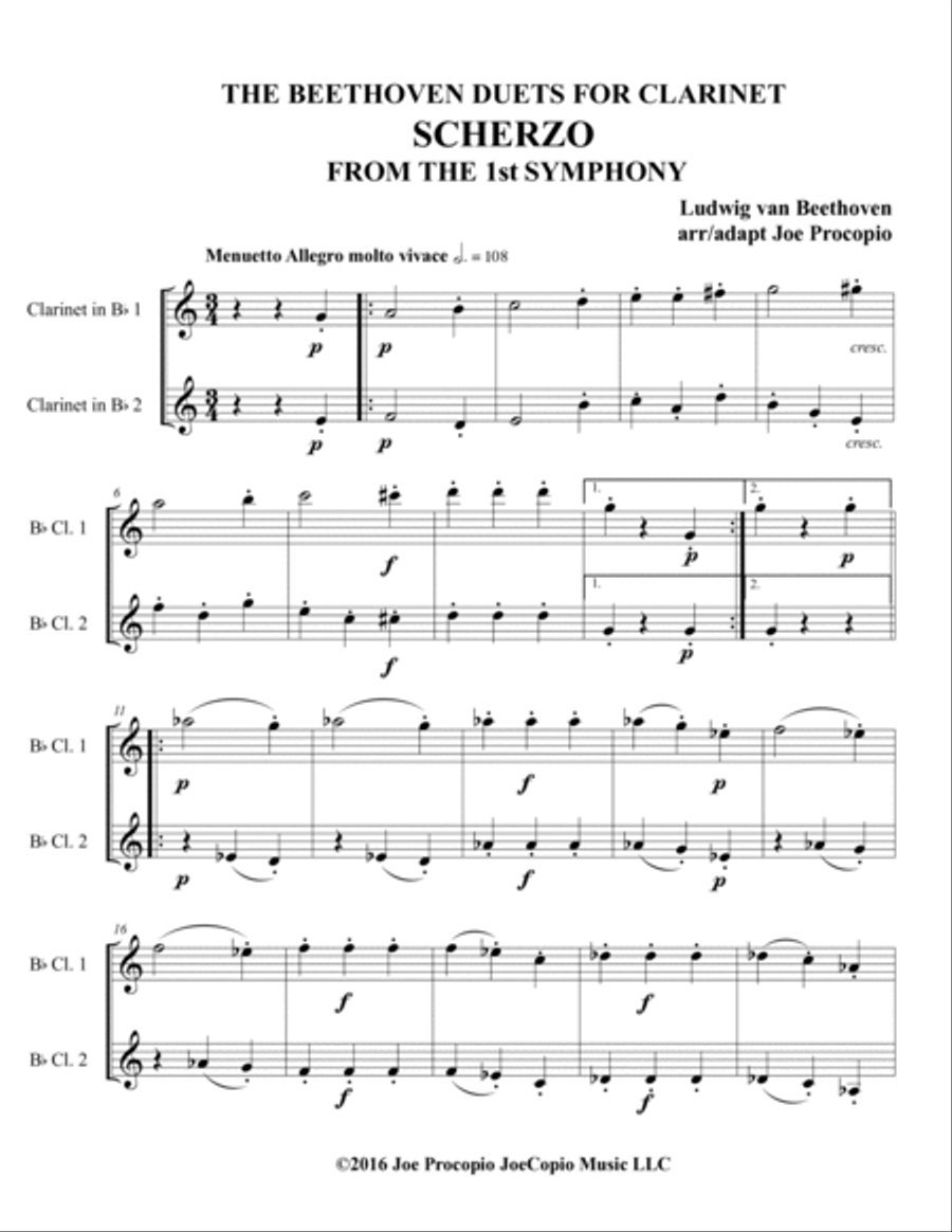 The Beethoven Duets For Clarinet Volume 1 Scherzi 1, 2 and 3 Clarinet Solo scores gallery preview page 5