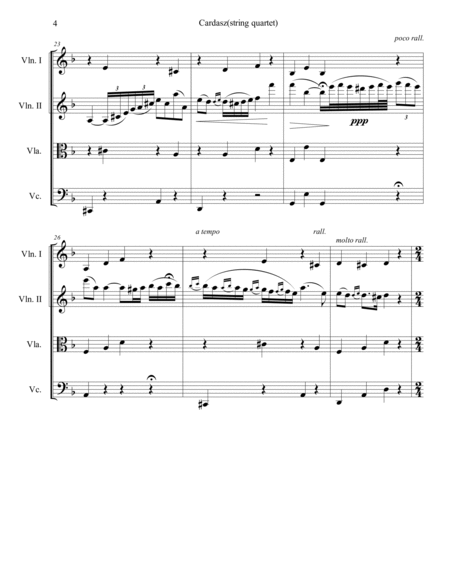 Vittorio Monti - Czardas arr. for string quartet (score and parts)