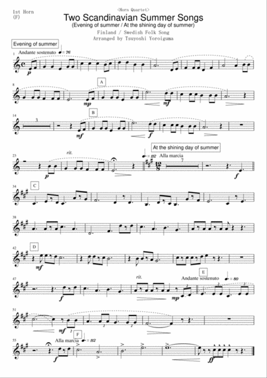 <Horn Quartet> Two Scandinavian Summer Songs Brass Ensemble scores gallery preview page 6