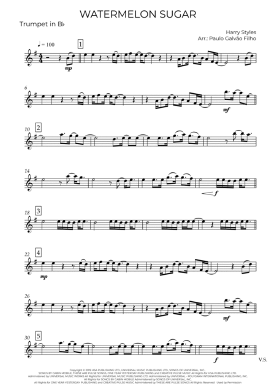 Watermelon Sugar Brass Ensemble scores gallery preview page 6