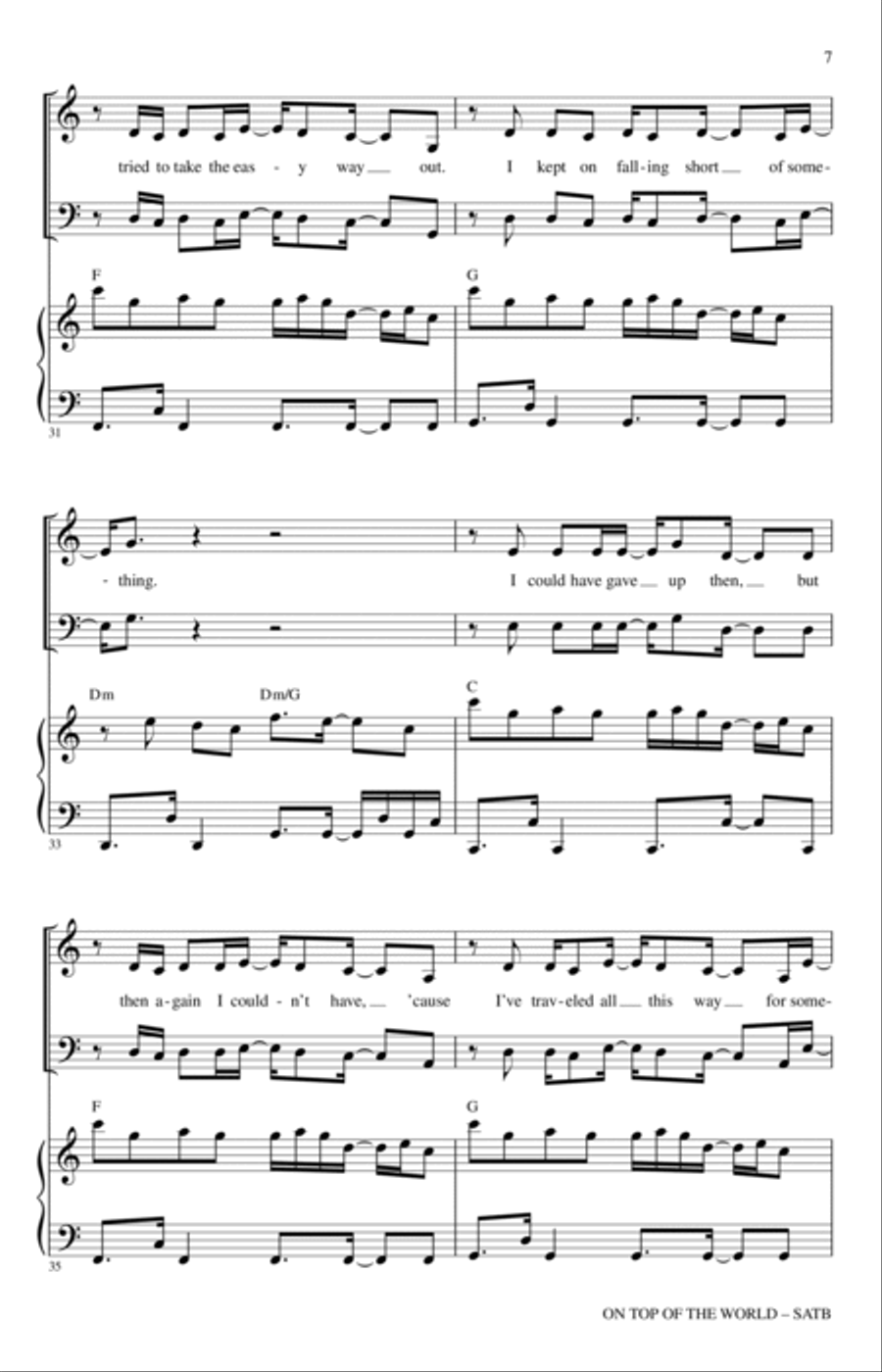 On Top Of The World On Top Of The World 4-Part scores gallery preview page 6