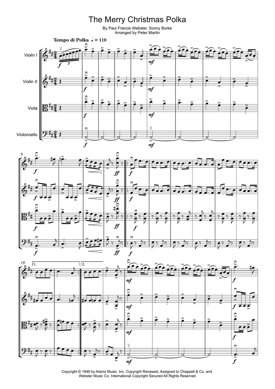 The Merry Christmas Polka String Quartet scores gallery preview page 5