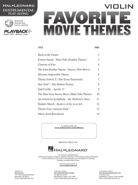 Favorite Movie Themes - Violin image number null
