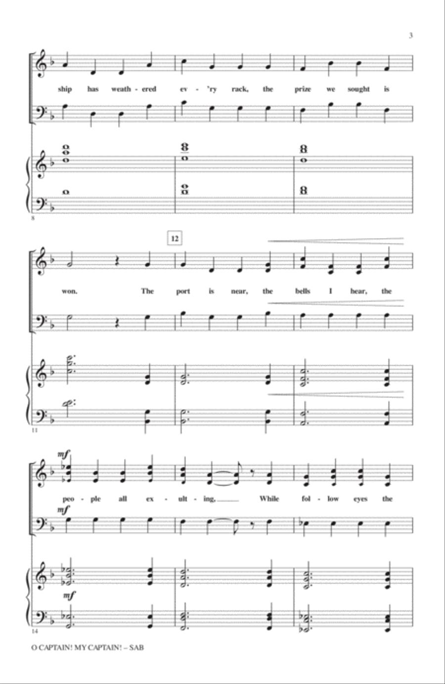 O Captain! My Captain! 3-Part scores gallery preview page 2