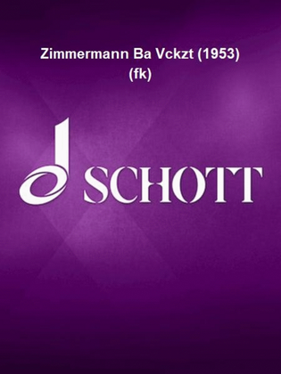 Book cover for Zimmermann Ba Vckzt (1953) (fk)