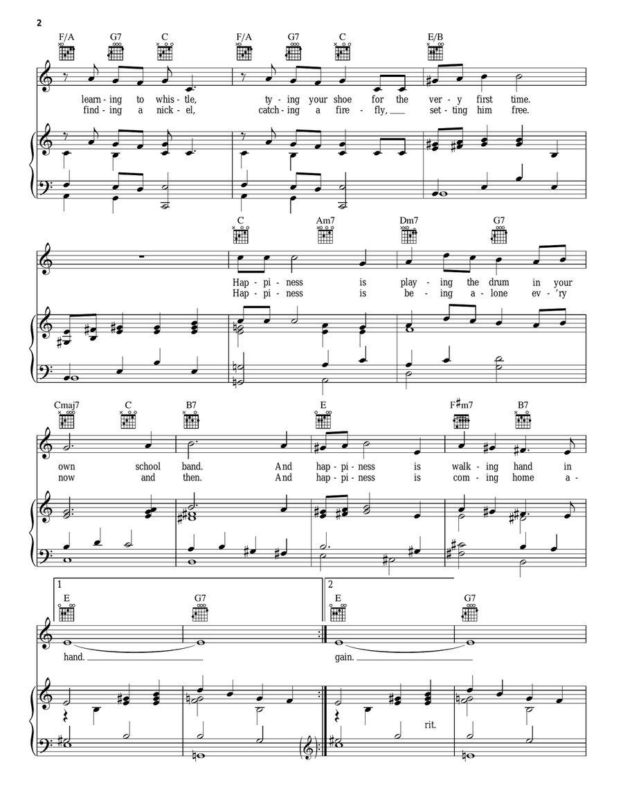 Happiness Piano, Vocal, Guitar scores gallery preview page 2