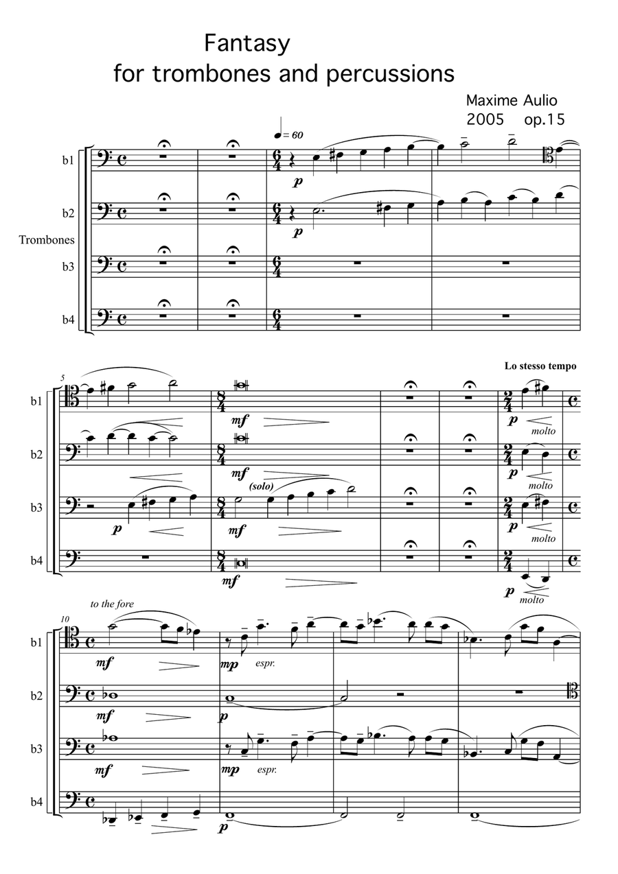 Fantasy for trombones & percussion - set of parts Percussion Ensemble scores gallery preview page 6