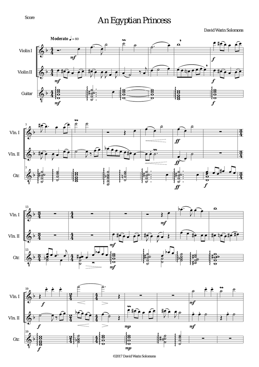 An Egyptian Princess for 2 violins and guitar String Duet scores gallery preview page 1
