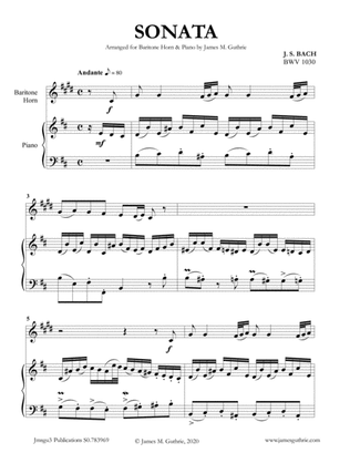 BACH: Sonata BWV 1030 for Baritone Horn & Piano