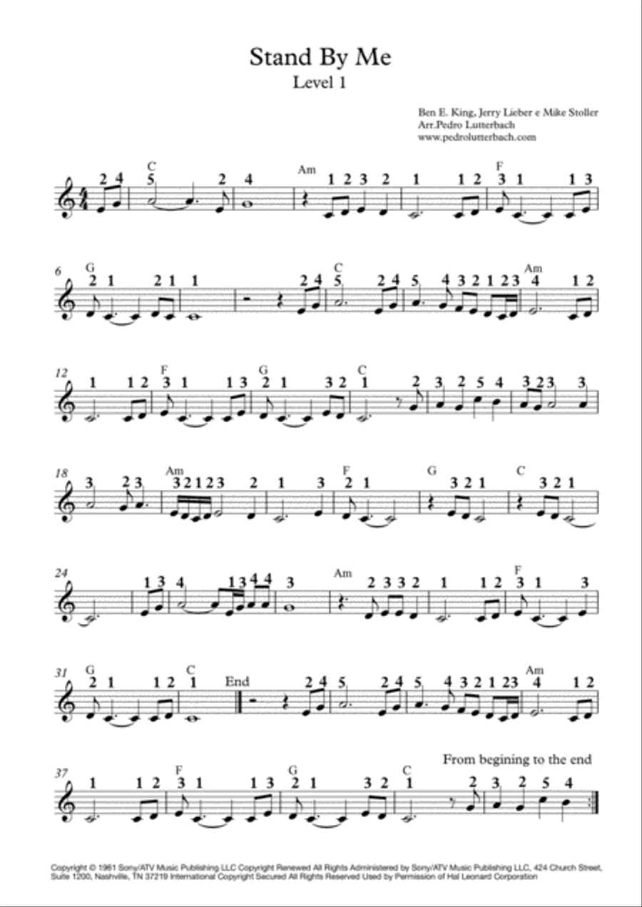 Stand By Me Easy Piano scores gallery preview page 1