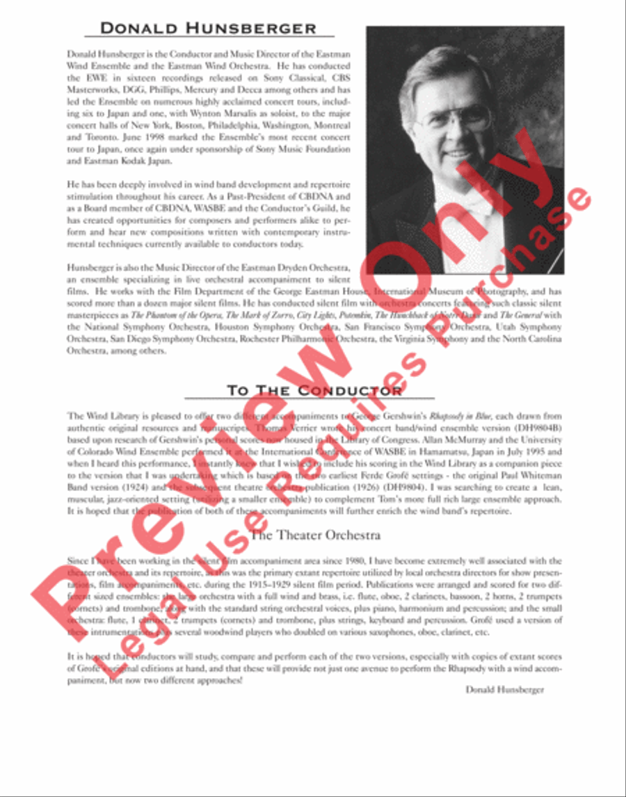 Rhapsody in Blue (Setting for Piano and Wind Ensemble) Concert Band scores gallery preview page 6
