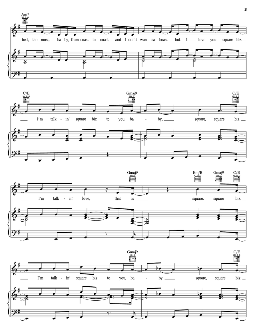 Square Biz Piano, Vocal, Guitar scores gallery preview page 3