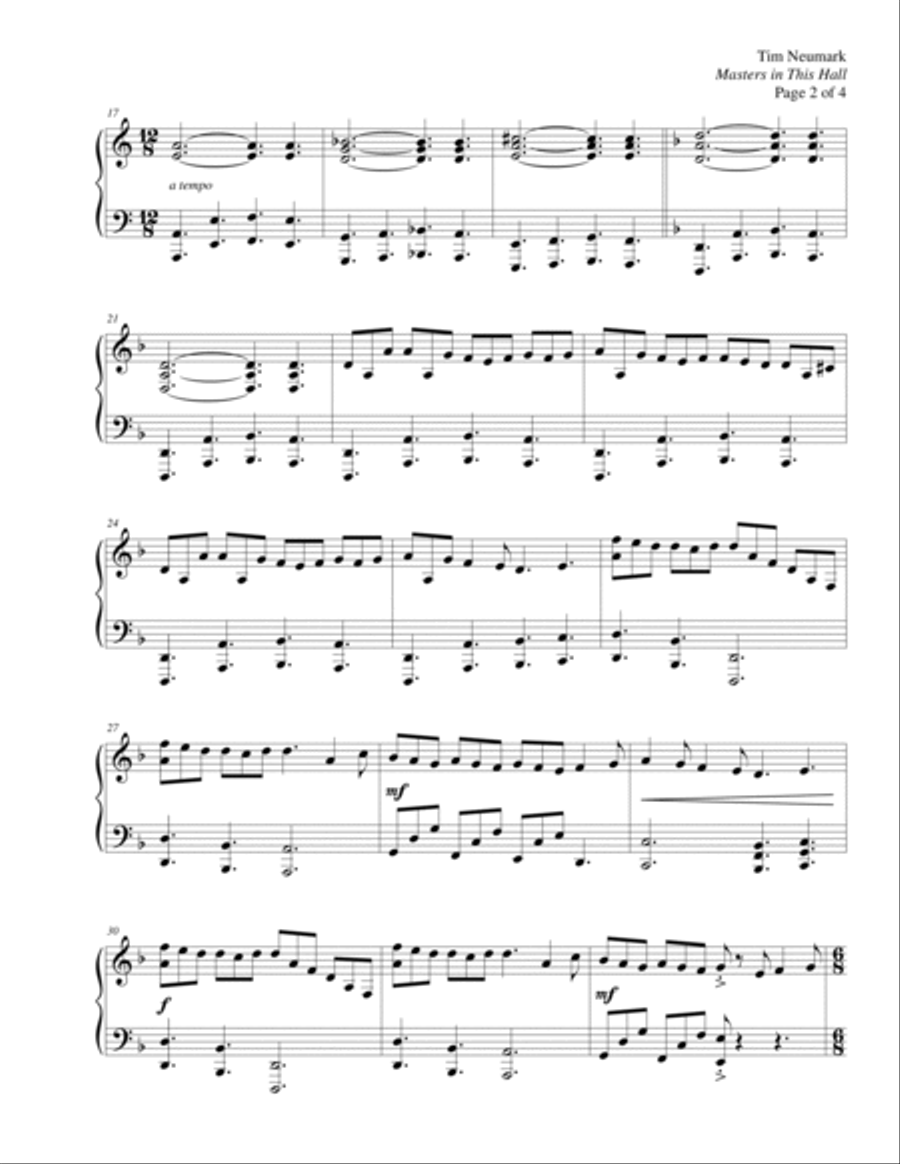 Masters in This Hall Piano Solo scores gallery preview page 2