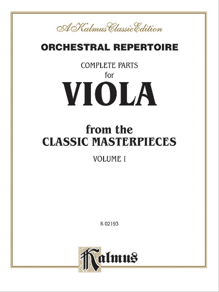 Orchestral Repertoire Complete Parts for Viola from the Classic Masterpieces, Volume 1 Viola scores gallery preview page 1