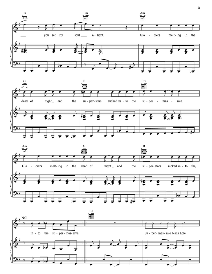 Supermassive Black Hole Piano, Vocal, Guitar scores gallery preview page 3