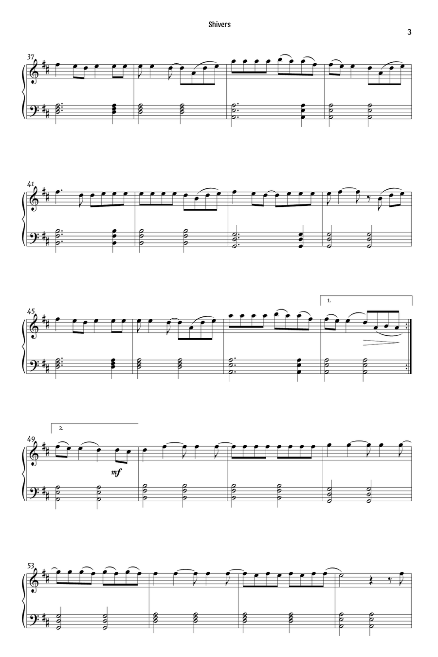 Shivers Easy Piano scores gallery preview page 3
